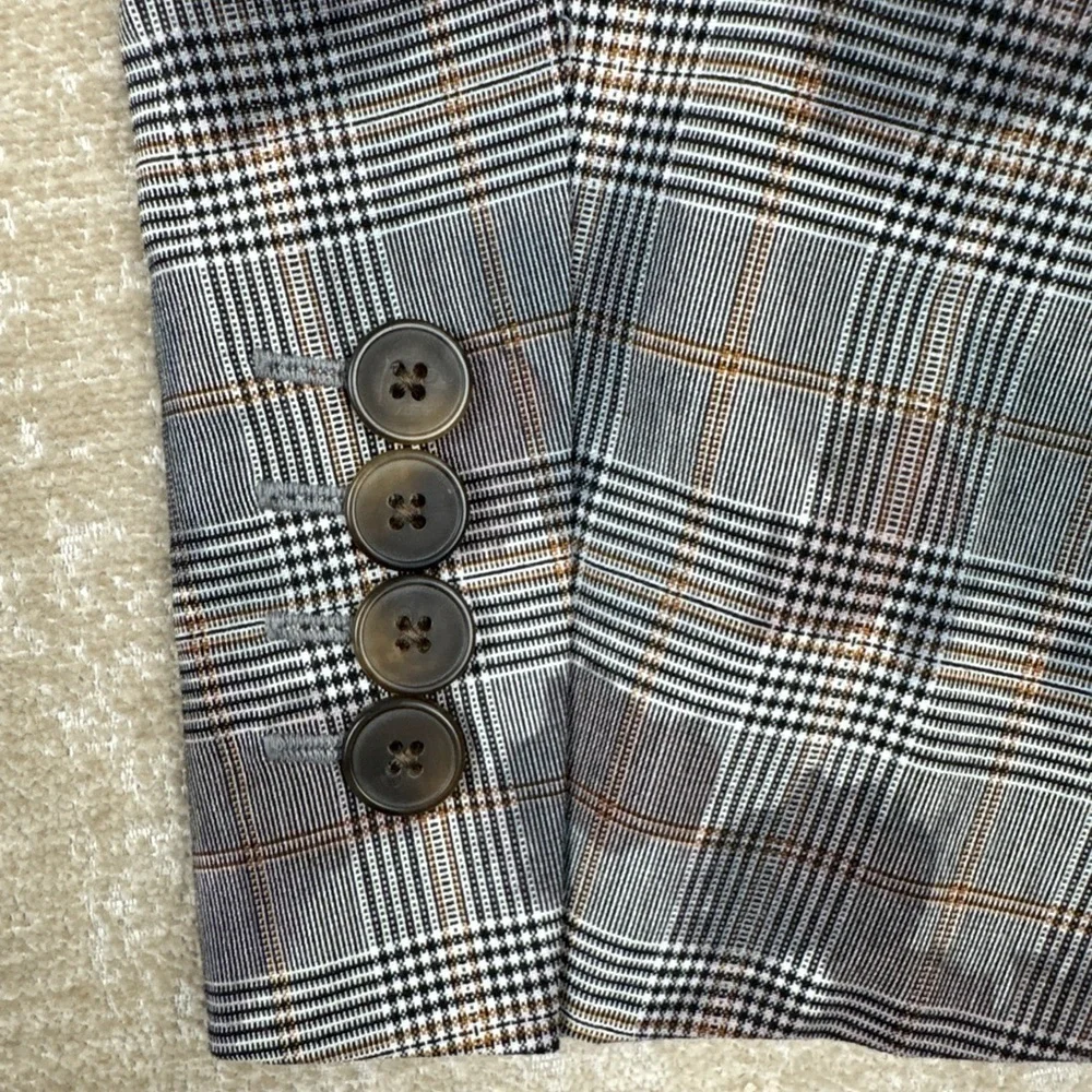 Inc International Concepts 2PC Pant Suit Men’s Large Gray Slim Fit Camo Plaid